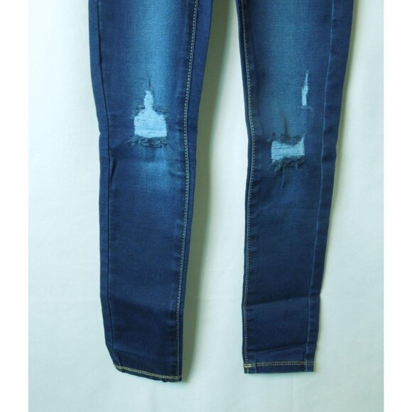 Girls SO Dark Blue Distressed Ultimate Stretch Jeggings Adj. Waist Size 8 - Picture 5 of 10